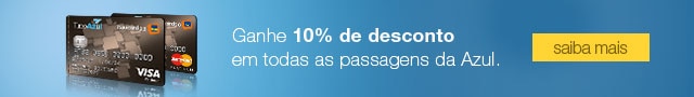 10% de desconto em passagens da Azul.